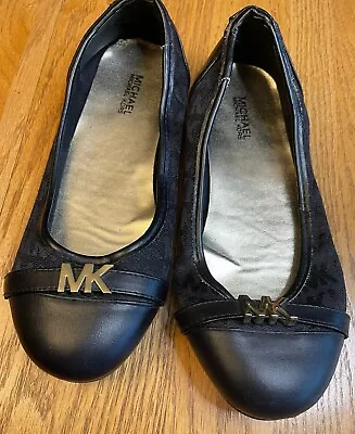 Girl’s Women's MK MICHAEL MICHAEL KORS Ballet Flat Black Gold Size 3 • $10