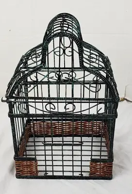 Vintage Green Wire Hanging Bird Cage Planter 13 X 9  X 7  • $29.99