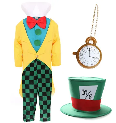 Boys Mad Hatter Costume Book Day Kids Book Character Wonderland Fancy Dress • £14.99