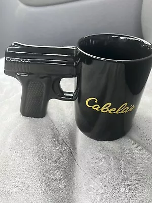 Cabelas Pistol Grip Coffee Mug Ceramic Cup Black Hand Gun Handle Novelty Humor • $15.88