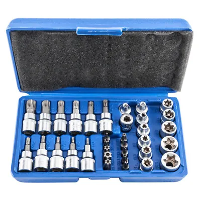 34pcs Torx Star Sockets & Bit Set Male Female E-torx Security Bits 3/8 1/4 Drive • $21.84