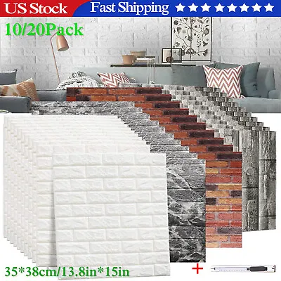 $8.82 • Buy 1/10/20PCS 3D Self-adhesive Tile Stone Brick Wall Sticker Soft Foam Panels US