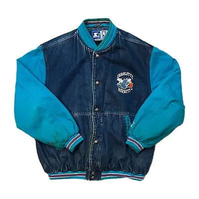 $299.99 • Buy Vintage Rare NBA Charlotte Hornets Starter Denim Varsity Jacket Mens L