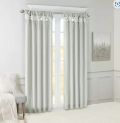 Madison Park Emilia Dusty Aqua Twist Tab Lined Window Curtain 50in X 84in • $19.95