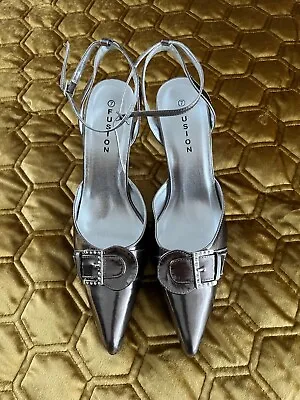 PEWTER SILVER BUCKLE DETAIL SLINGBACK SHOES By FUSION Size 7 (40) • £20