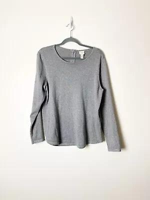 CHICOS • Women’s Silver Metallic Shimmer Long Sleeve Top Size Large • $28