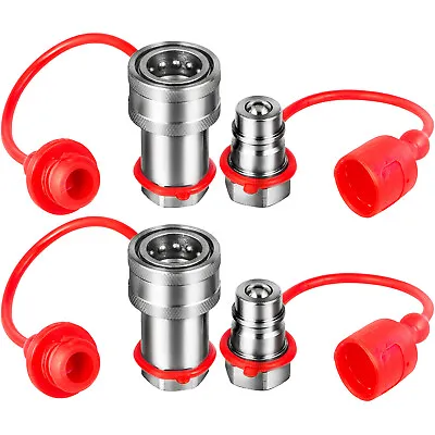 VEVOR 2 Set 1/4  NPT Hydraulic Quick Connect Coupler Poppet Pioneer Style • $28.99