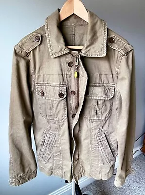 Zara Military Style Jacket Green Full Zip Coat - Mens Size L • $18.99