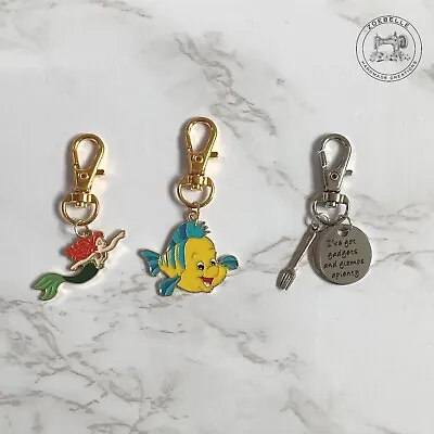 Cartoon Ariel Mermaid Flounder Fish Key Charm Enamel Bag Charm & Gift Bag • £3.50