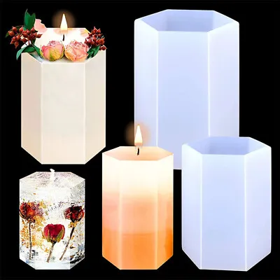 £2.98 • Buy Hexagon Cylinder Silicone Mould Candle Aromatherapy Wax Casting Mold DIY Crafts
