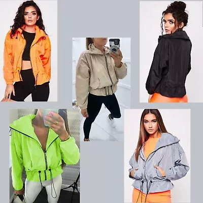 Women's Hooded Waterproof Rain Mac Coat Ladies Lightweight Zip-Up Jacket UK 8-14 • £15.99