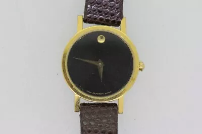 Movado Museum Gold Tone Black Dial Wristwatch (10069255-1) • $75