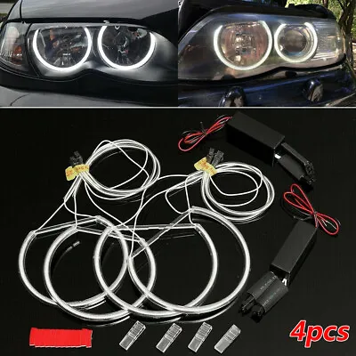 4pcs 131mm CCFL LED Headlight Angel Eyes Halo Ring  White For BMW E36 E39 E46 SU • $27.99