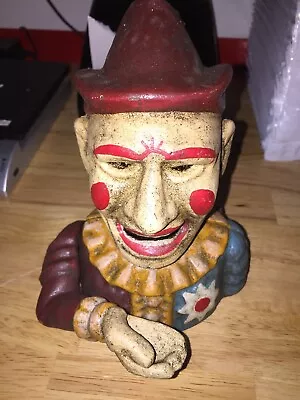 Clown Circus Piggy Bank Collector Mechanical Patina Cast Iron METAL GIFT 5+POUND • $119