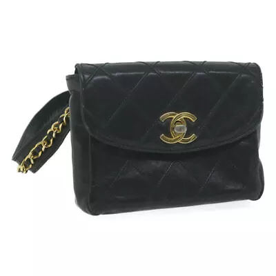 CHANEL Bicolole Waist Bag Leather Black CC Auth 65985 • $1546.80