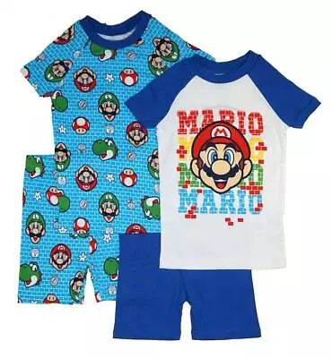 Super Mario Boys 4pc Pajama Short Set Size 4 6 8 10 12 • $20.99