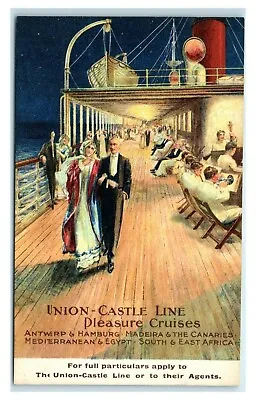 Postcard Union-Castle Line Pleasure Cruises Colorful Deck Scene Night Stars U76 • £144.74