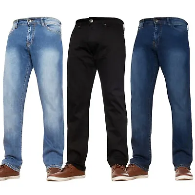 £14.99 • Buy Mens Straight Leg Stretch Jeans Basic Casual Work Denim Regular Big Tall Waists