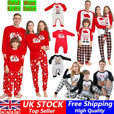 Family Christmas Pajamas Xmas PJs Matching Adults Kids Xmas Santa Nightwear Set • £12.32