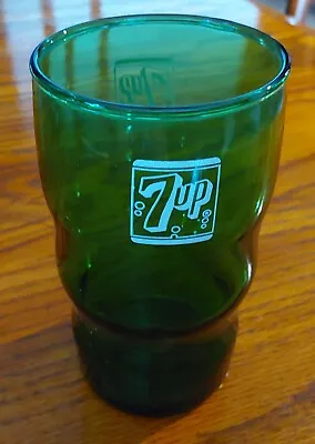 GREEN Vintage Seven-Up 7-UP GLASS • $12