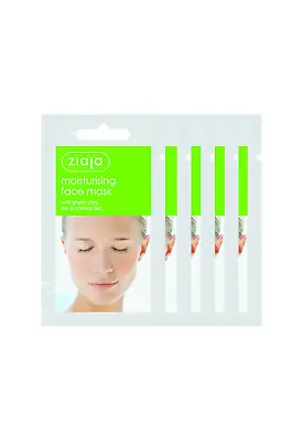 5 X Ziaja Moisturising Face Mask With Green Clay/Sachet/Display 7Ml OFFICIAL UK • £8.35