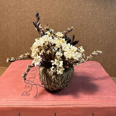 Dollhouse Miniature DRIED Flowers In Basket Decor  Artisan Made Beautiful • $14.99