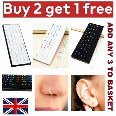 £1.39 • Buy Nose Rings Set Cartilage Tragus Helix Body Piercing Jewellery Top Ear Hoops Thin