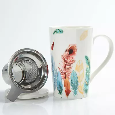 Tea Mug With Infuser 18 Oz A8AFeather Tea Infuser Mug Tea Steeper Mug Tea  • $26.57