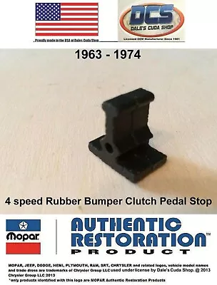 1963 1974 Plymouth 4 Speed Rubber Bumper Clutch Pedal Stop 2266820 MoPar USA • $5.37