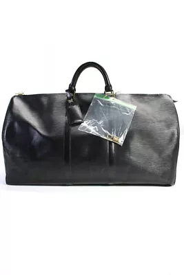 Louis Vuitton Unisex Epi Leather Boston Bag Keepall 55 Noir Zip Top Duffle Bag • $799.99