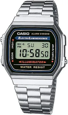 Casio Men's Quartz Illuminator Alarm Chronograph 36mm Watch A168W-1 • $28.99