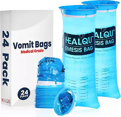 Healqu Hospital Vomit Bags 24-Pack 1000ml Disposable Barf Bags • $13.99