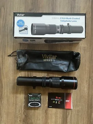 Vivitar Series 1 500mm F/8.0 Preset HD Telephoto Lens W/ Case. Including T-Mount • $99.99