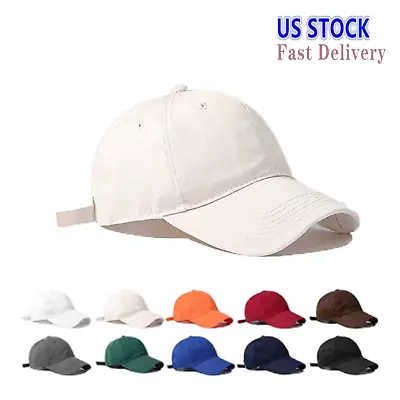 Cap Men Women Cotton Baseball Cap Solid Plain Washed Breathable Adjustable Hat • $5.99