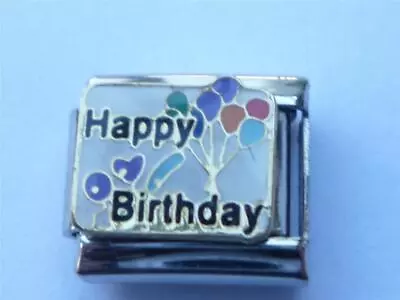 SILVER HAPPY BIRTHDAY ITALIAN CLASSIC CHARM  Fits All 9mm Italian Bracelets AG5 • £3.30