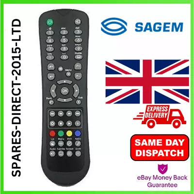 New Sagem Remote Control For Freesat HD DTR94 DTR250 DTR84250 DS186 DTR67250 • £5.95