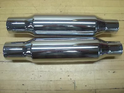 Vintage Chrome 12  Long Shorty Mufflers Triumph BSA Honda Bobber Chopper 1-1/2 A • $69.99