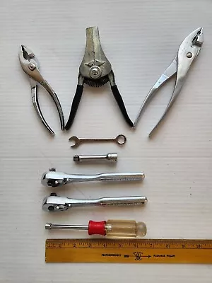 Vintage Craftsman Lot Of 8  Socket Ratchet Wrench Pliers Wire Cutters USA Made • $1.25