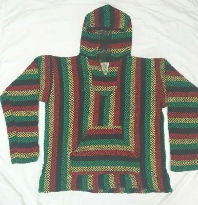 BAJA JOE Mexican Hoodie Drug Rug Pullover Hooded Hippie Sweatshirt Size S SMALL • $19.99