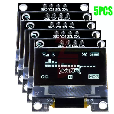 5PCS 0.96  0.96 Inch 4 Pin I2C IIC 128X64 OLED Display Board White For Arduino • $13.45