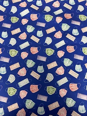 2.5 Metres Face Masks Hospital Medical Kids Printed 100% Cotton Craft Fabric. • £12.50