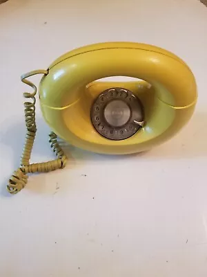 Vtg WESTERN ELECTRIC Yellow Rotary Dial Donut Sculptura Circle MCM Telephone • $149.99