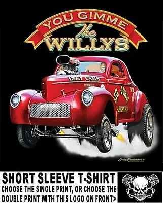 Famous Vintage Big John Mazmanian Willys Gasser Drag Race Skull Car T-shirt Ab6 • $25.99