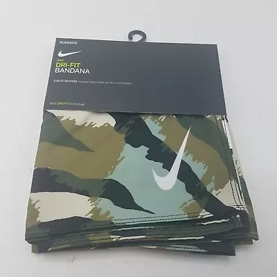 £22.76 • Buy NIKE Dri-Fit Running Bandana Olive-Black-White Swoosh Sweat Wicking Unisex NWT