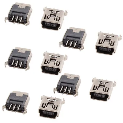 10 Pack Mini USB Type B Female Socket 180 Degree 5-Pin SMT PCB Jack Connector • $9.40