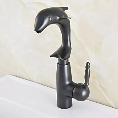 Black Oil Rubbed Brass Dolphin Shape Bathroom Kitchen Bar Sink Faucet Tap Ssf845 • $65.99