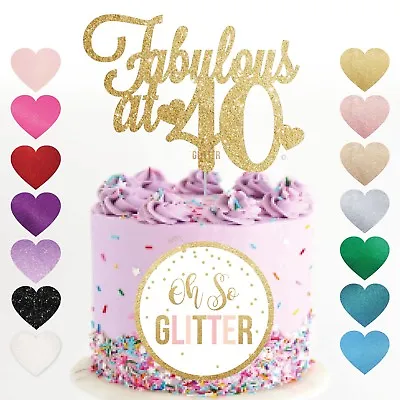 40th Cake Topper Fabulous At 40 Forty 305060 40 Glitter Cake Topper Custom • £4.79