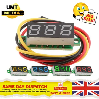 Mini Voltmeter Tester LED Digital Display Voltage Meter Car 0.28  DC 0-100V • £3.30