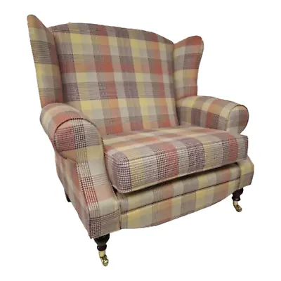 Snuggle Wing Back Cottage Fireside Chair EXTRA WIDE  Katrine Spice Tartan • £749