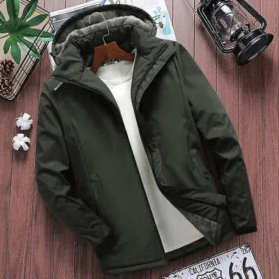 Men's Loose Solid Color Stand Collar Jacket Casual Versatile Hooded Pockets • $56.26